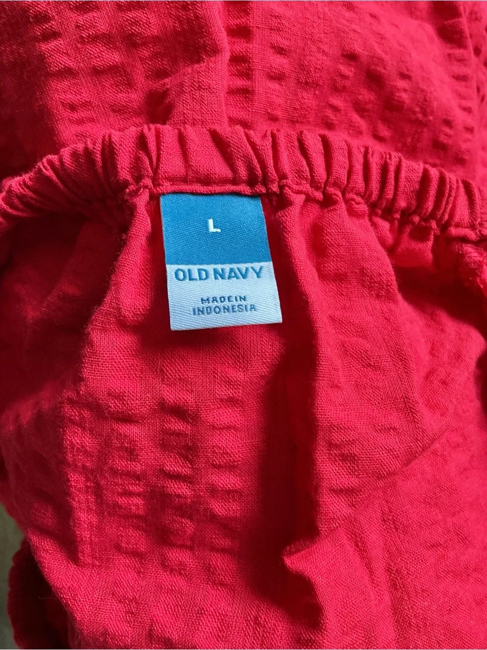 Old Navy Red Peasant Blouse with Puff Sleeves